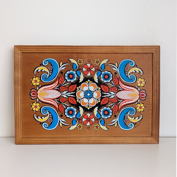 Vintage Other - 1971 Berggren Swedish Folk Art Painted Wooden Tray